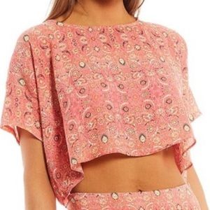 Free People Marion Boxy Crop Top Women’s 0 XS Extra Small Pink Summer